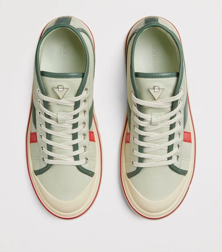 Bottega Veneta Canvas Leather-Trim Eliot Sneakers - Image 5