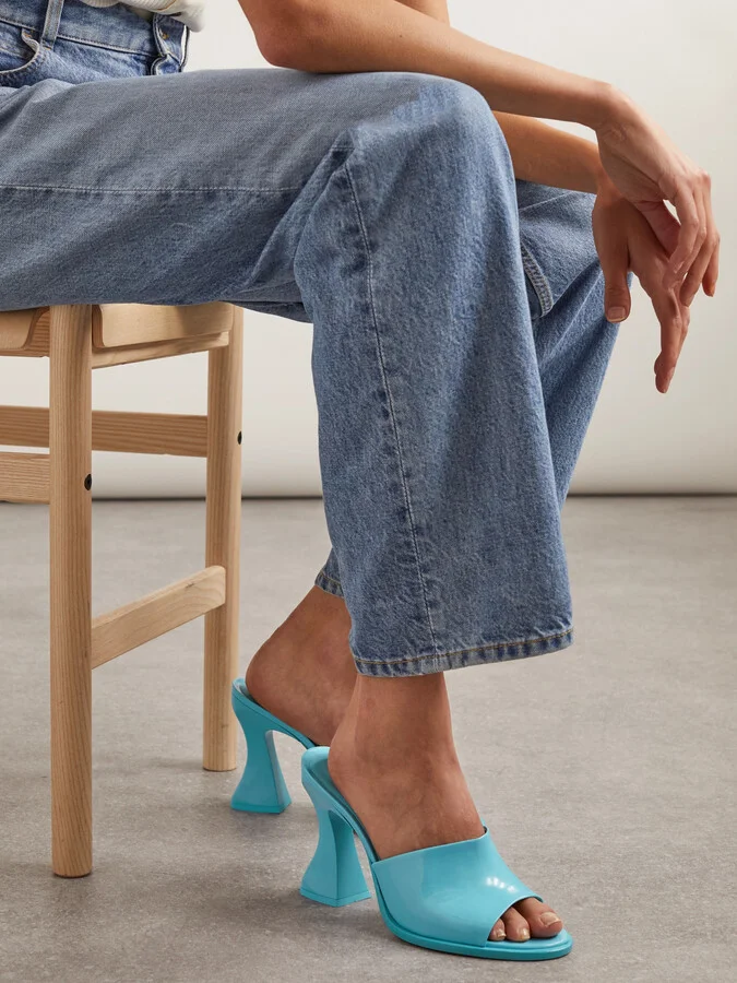 Bottega Veneta - Cha-cha Patent-leather Mules - Blue - Image 2