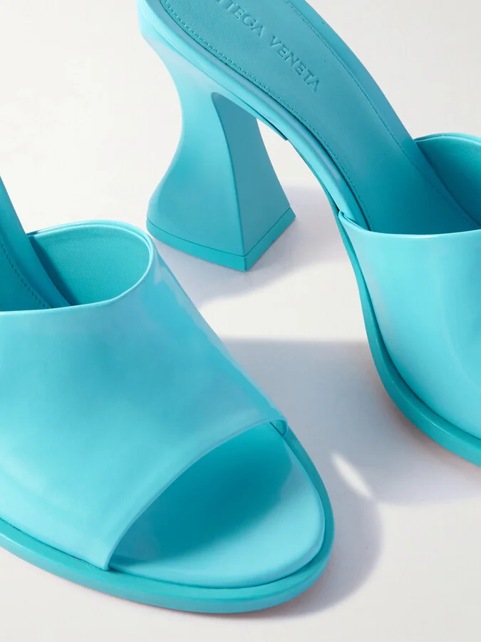 Bottega Veneta - Cha-cha Patent-leather Mules - Blue - Image 4