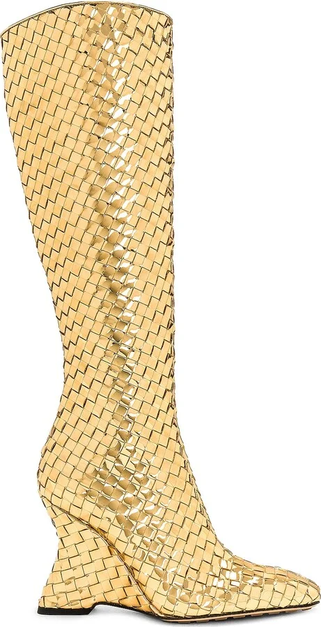 Bottega Veneta Comet Mirror Boot in Metallic Gold