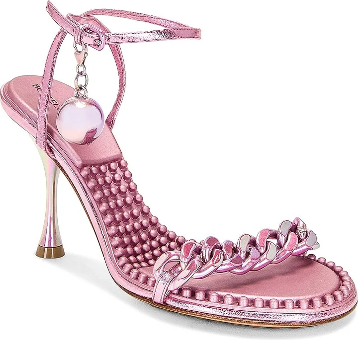 Bottega Veneta Dot Ankle Strap Sandals in Fuchsia - Image 2