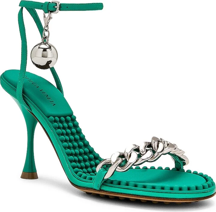 Bottega Veneta Dot Ankle Strap Sandals in Teal - Image 2
