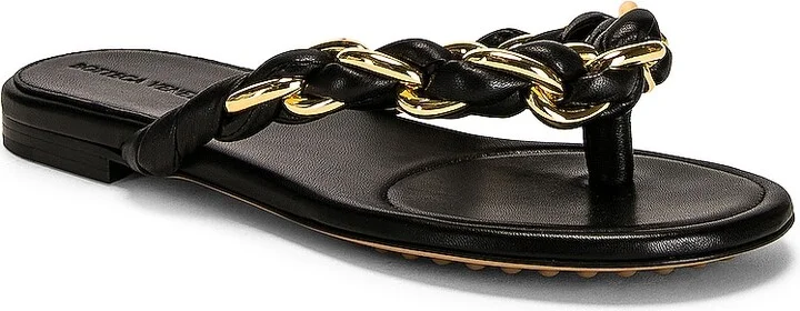 Bottega Veneta Dot Flat Sandals in Black - Image 2
