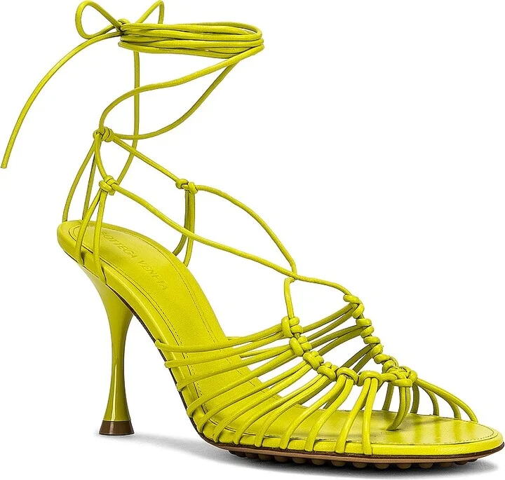 Bottega Veneta Dot Lace Up Sandals in Yellow - Image 2