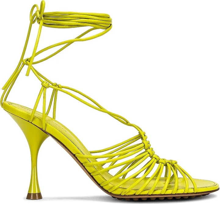 Bottega Veneta Dot Lace Up Sandals in Yellow