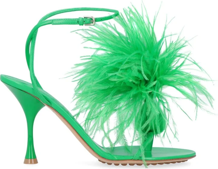 Bottega Veneta Dot Leather Sandals With Feathers - Image 2