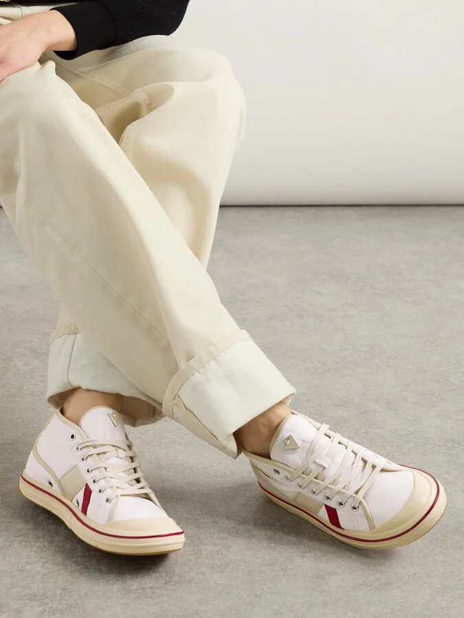 Bottega Veneta - Eliot Appliquéd Leather-trimmed Canvas Sneakers - Off-white - Image 2