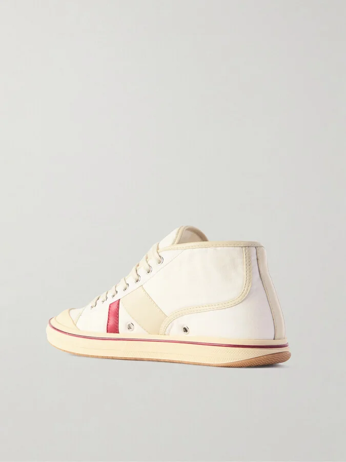 Bottega Veneta - Eliot Appliquéd Leather-trimmed Canvas Sneakers - Off-white - Image 3