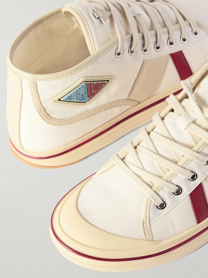 Bottega Veneta - Eliot Appliquéd Leather-trimmed Canvas Sneakers - Off-white - Image 4