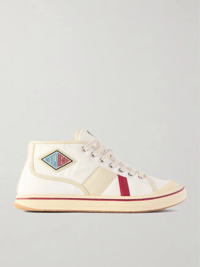 Bottega Veneta - Eliot Appliquéd Leather-trimmed Canvas Sneakers - Off-white