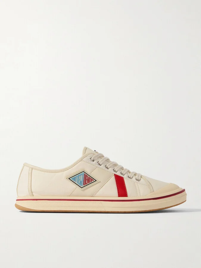 Bottega Veneta - Eliot Appliquéd Leather-trimmed Canvas Sneakers - White