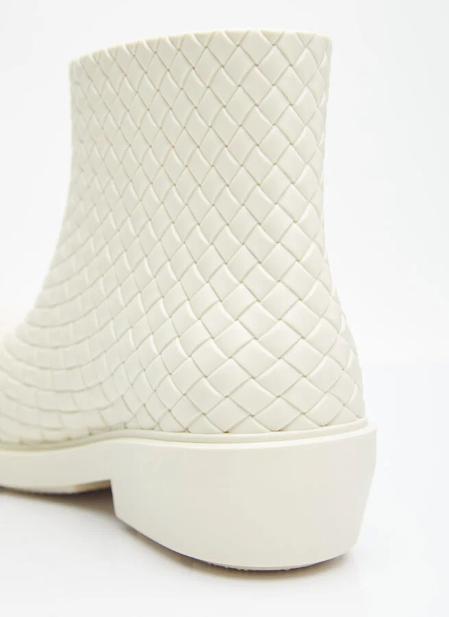 Bottega Veneta Fireman Intreccio Ankle Boots - Woman Boots White Eu - 41 - Image 2