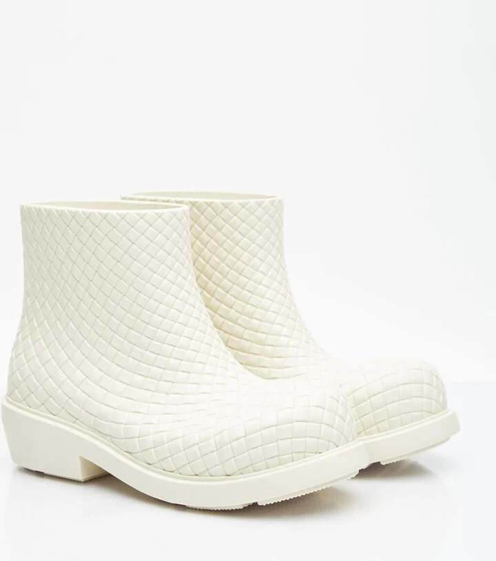 Bottega Veneta Fireman Intreccio Ankle Boots - Woman Boots White Eu - 41 - Image 3