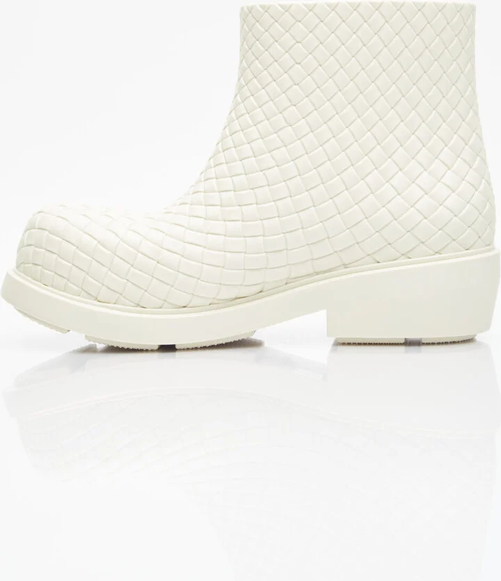 Bottega Veneta Fireman Intreccio Ankle Boots - Woman Boots White Eu - 41 - Image 4