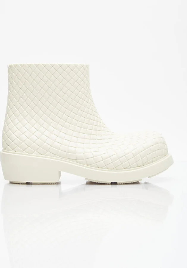Bottega Veneta Fireman Intreccio Ankle Boots - Woman Boots White Eu - 41