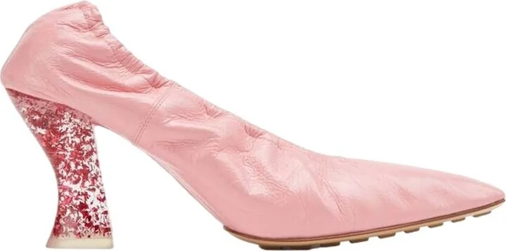 Bottega Veneta Glitter Heel Almond Leather Pump