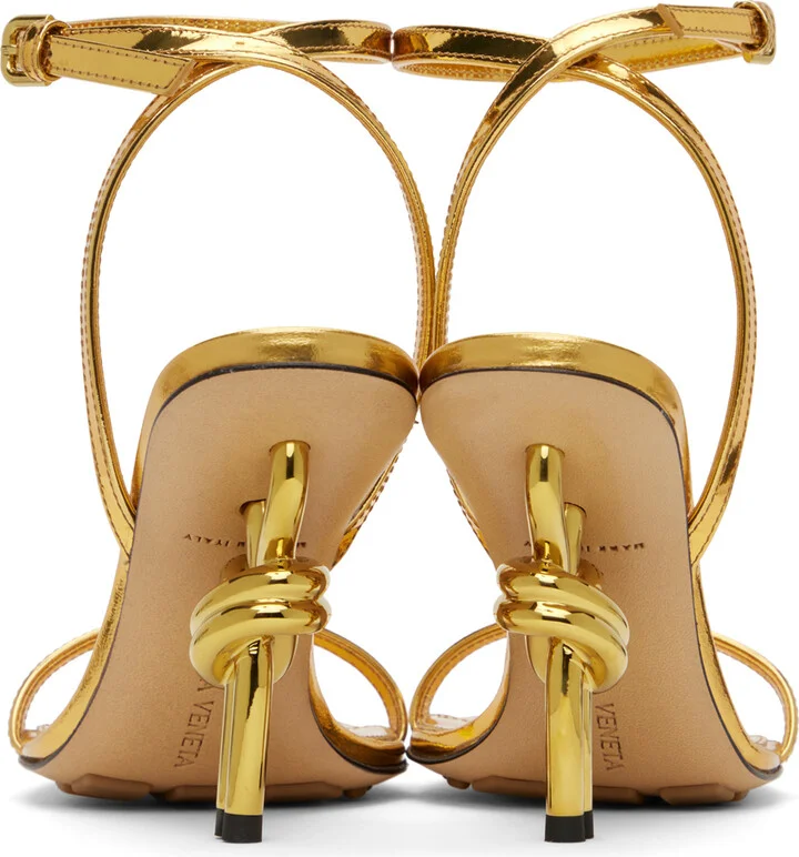 Bottega Veneta Gold Knot Sandals - Image 2