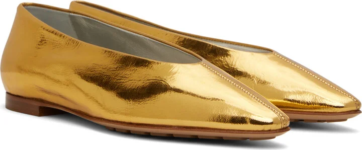 Bottega Veneta Gold Sofia Ballerina Flats - Image 4