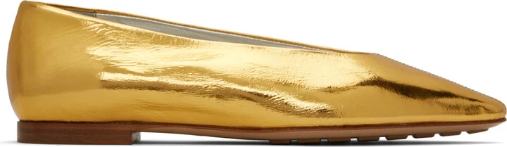 Bottega Veneta Gold Sofia Ballerina Flats