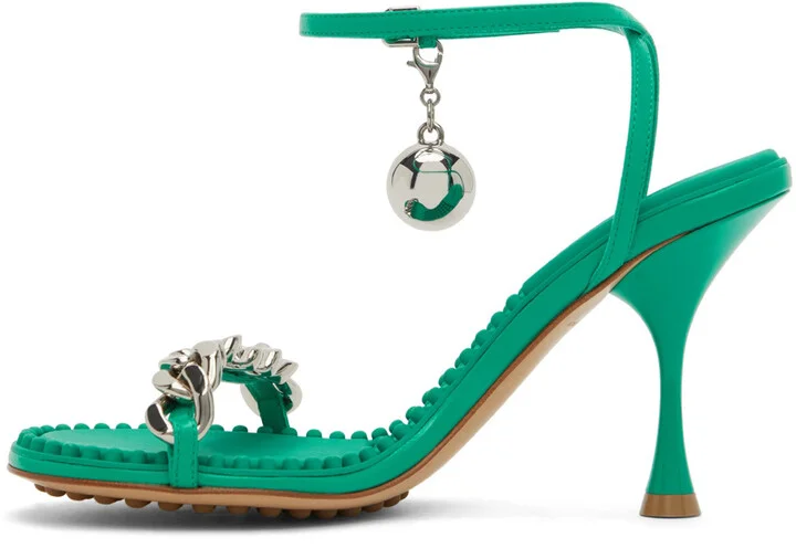 Bottega Veneta Green Dot Heeled Sandals - Image 3