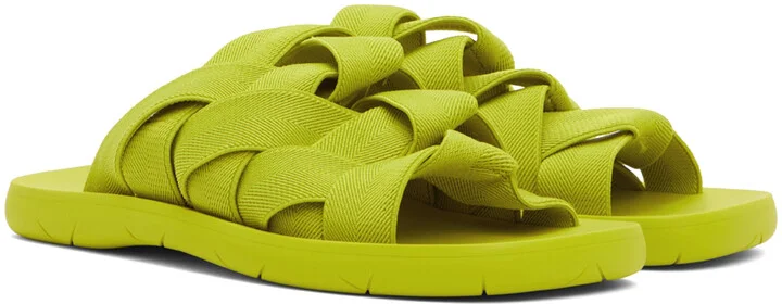 Bottega Veneta Green Intrecciato Slides - Image 4
