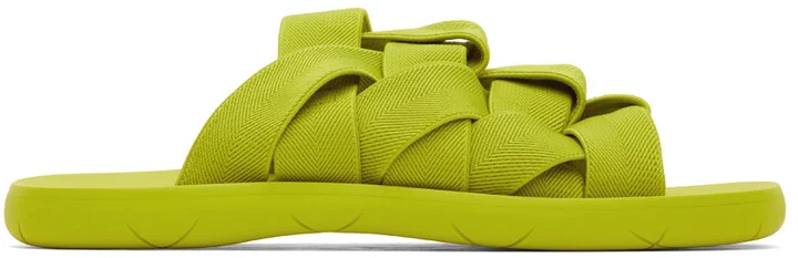 Bottega Veneta Green Intrecciato Slides