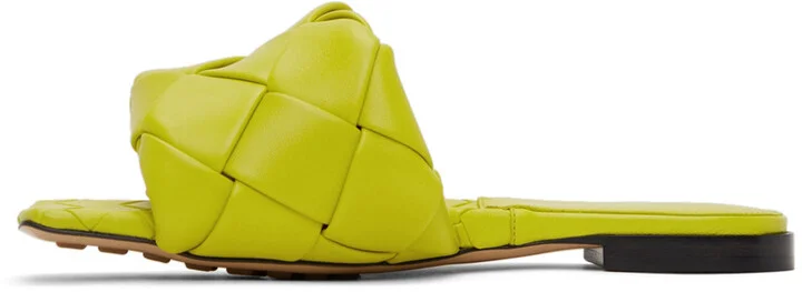 Bottega Veneta Green Intreccio Lido Flat Sandals - Image 3