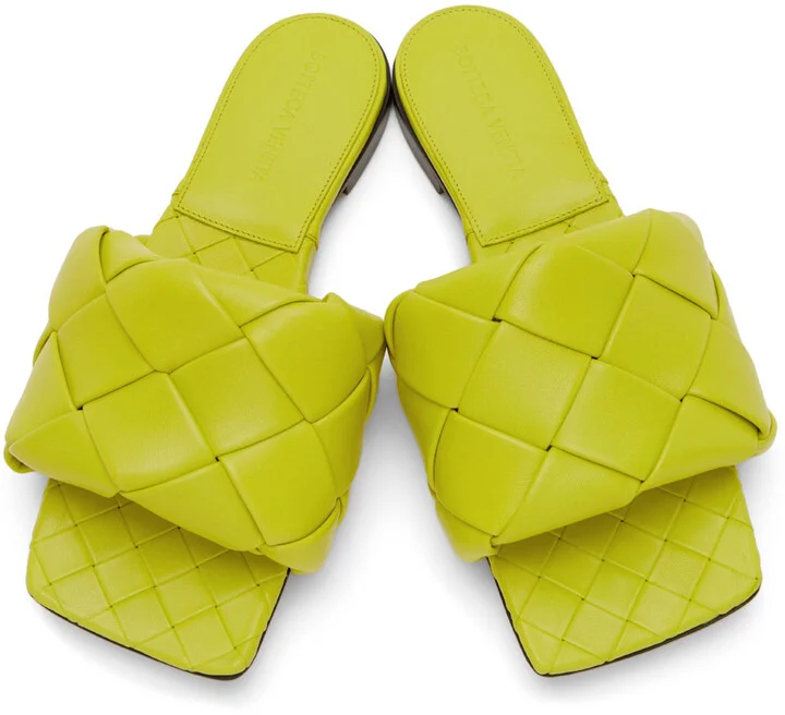 Bottega Veneta Green Intreccio Lido Flat Sandals - Image 5