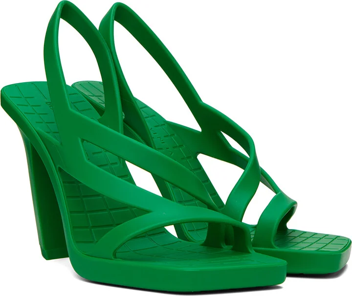 Bottega Veneta Green Jimbo Heeled Sandals - Image 4