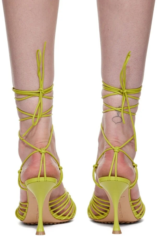 Bottega Veneta Green Lagoon Dot Heeled Sandals - Image 2
