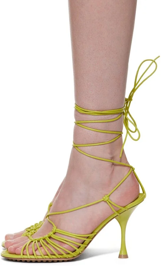Bottega Veneta Green Lagoon Dot Heeled Sandals - Image 3