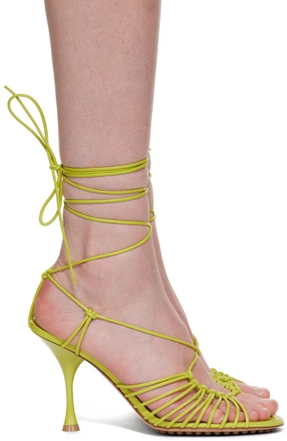 Bottega Veneta Green Lagoon Dot Heeled Sandals
