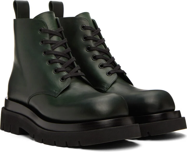 Bottega Veneta Green Lugged Boots - Image 4