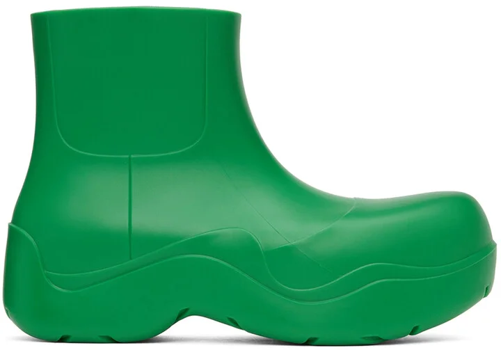 Bottega Veneta Green Matte Puddle Chelsea Boots