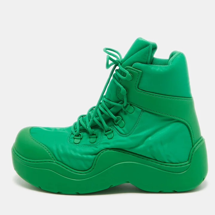 Bottega Veneta Green Nylon Puddle Bomber Boots Size 42