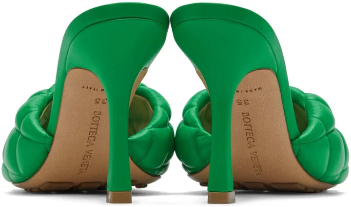Bottega Veneta Green Padded Heeled Sandals - Image 2