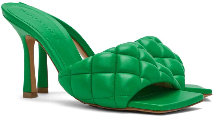 Bottega Veneta Green Padded Heeled Sandals - Image 4
