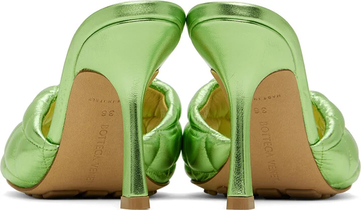 Bottega Veneta Green Padded Heeled Sandals - Image 2