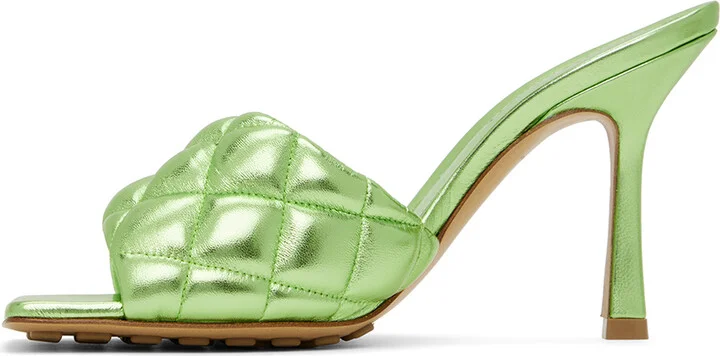 Bottega Veneta Green Padded Heeled Sandals - Image 3