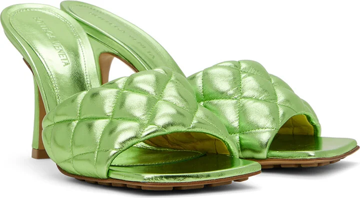 Bottega Veneta Green Padded Heeled Sandals - Image 4