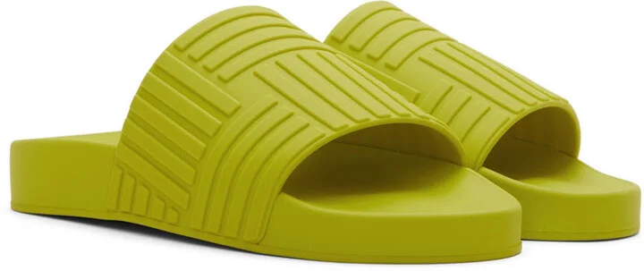 Bottega Veneta Green Rubber Carpet Slides - Image 4
