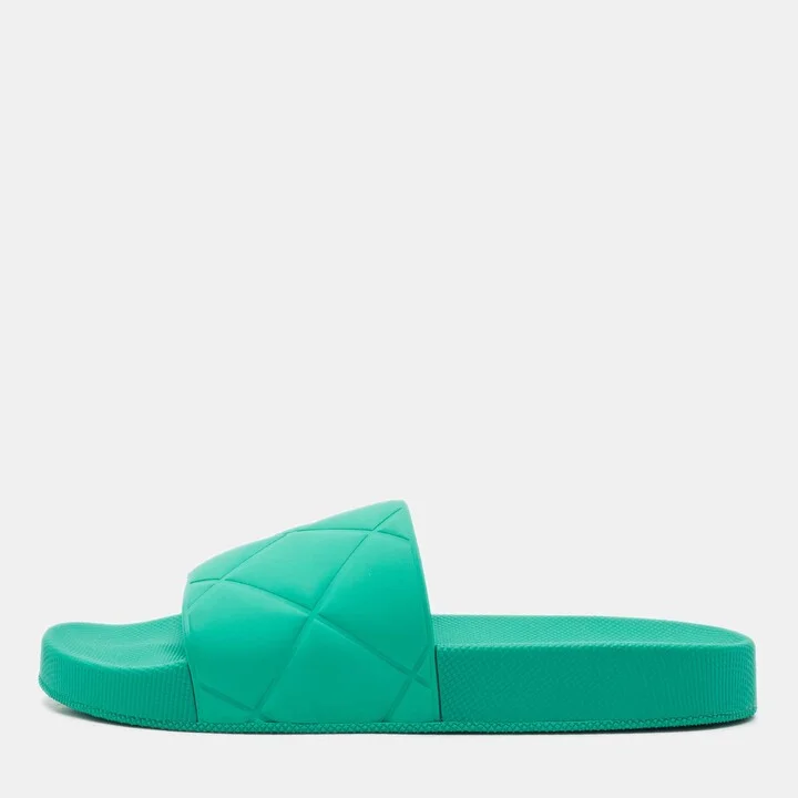 Bottega Veneta Green Rubber Pool Flat Slides Size 38