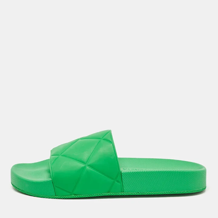 Bottega Veneta Green Rubber Pool Slides Size 35