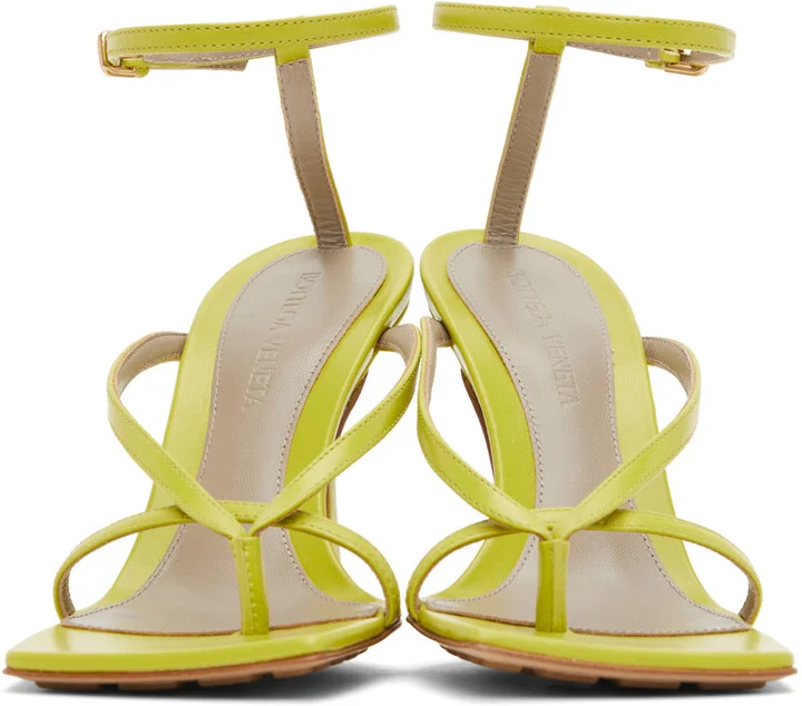 Bottega Veneta Green Strappy Stretch Heeled Sandals - Image 2