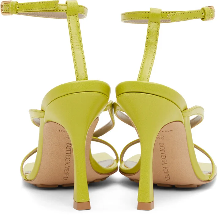 Bottega Veneta Green Strappy Stretch Heeled Sandals - Image 4