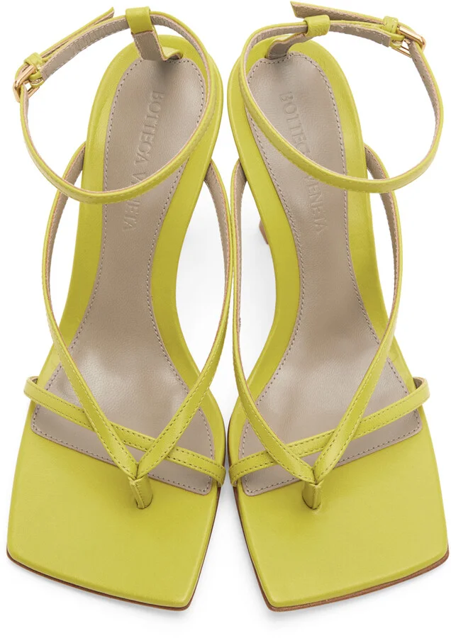 Bottega Veneta Green Strappy Stretch Heeled Sandals - Image 5