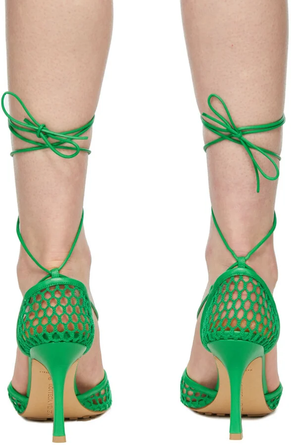 Bottega Veneta Green Stretch Heels - Image 4