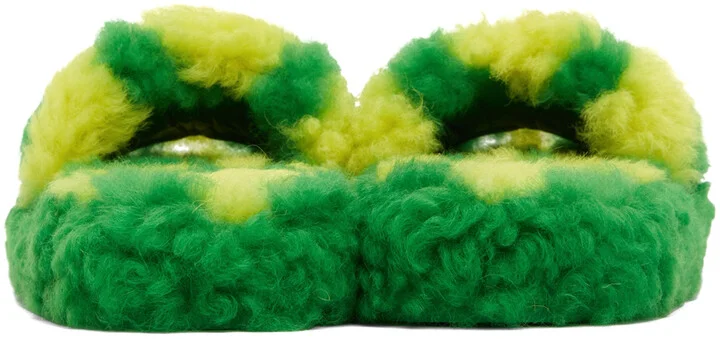 Bottega Veneta Green & Yellow Teddy Sandals - Image 2