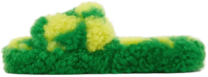 Bottega Veneta Green & Yellow Teddy Sandals - Image 3