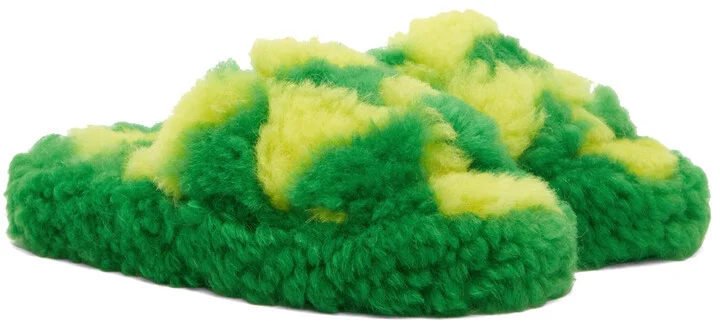 Bottega Veneta Green & Yellow Teddy Sandals - Image 4